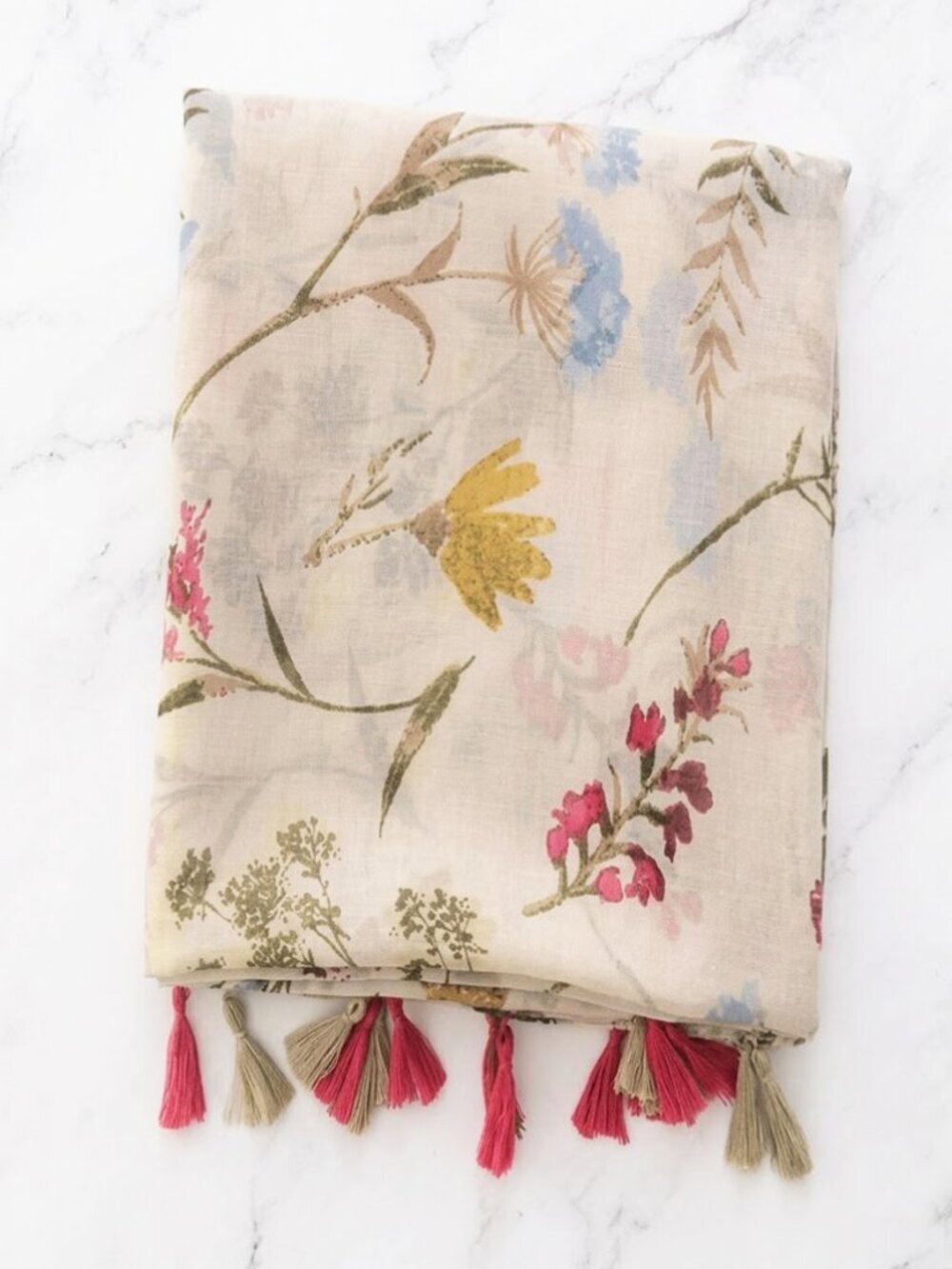 Ladies Cream Floral Scarf